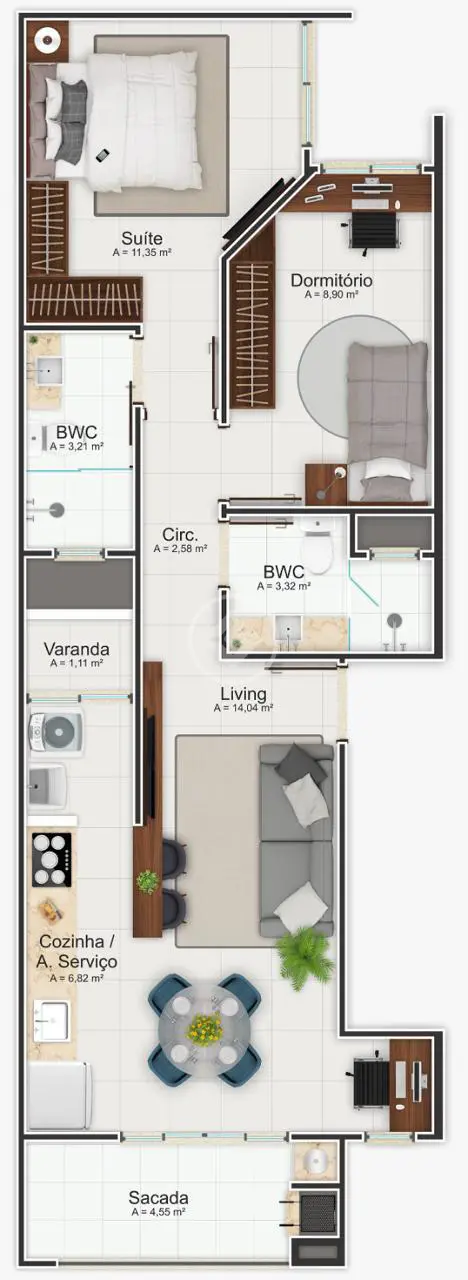 Apartamento 2 quartos no Cordeiros, Itajaí — foto 3 de 5