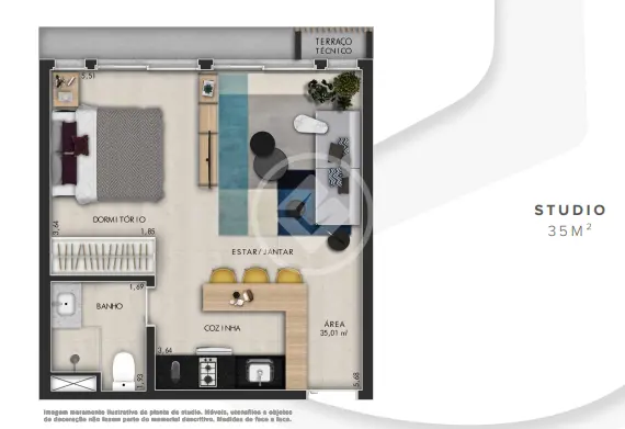 Loft / Studio 1 quarto no Jardim Tarraf II, São José do Rio Preto — foto 4 de 4