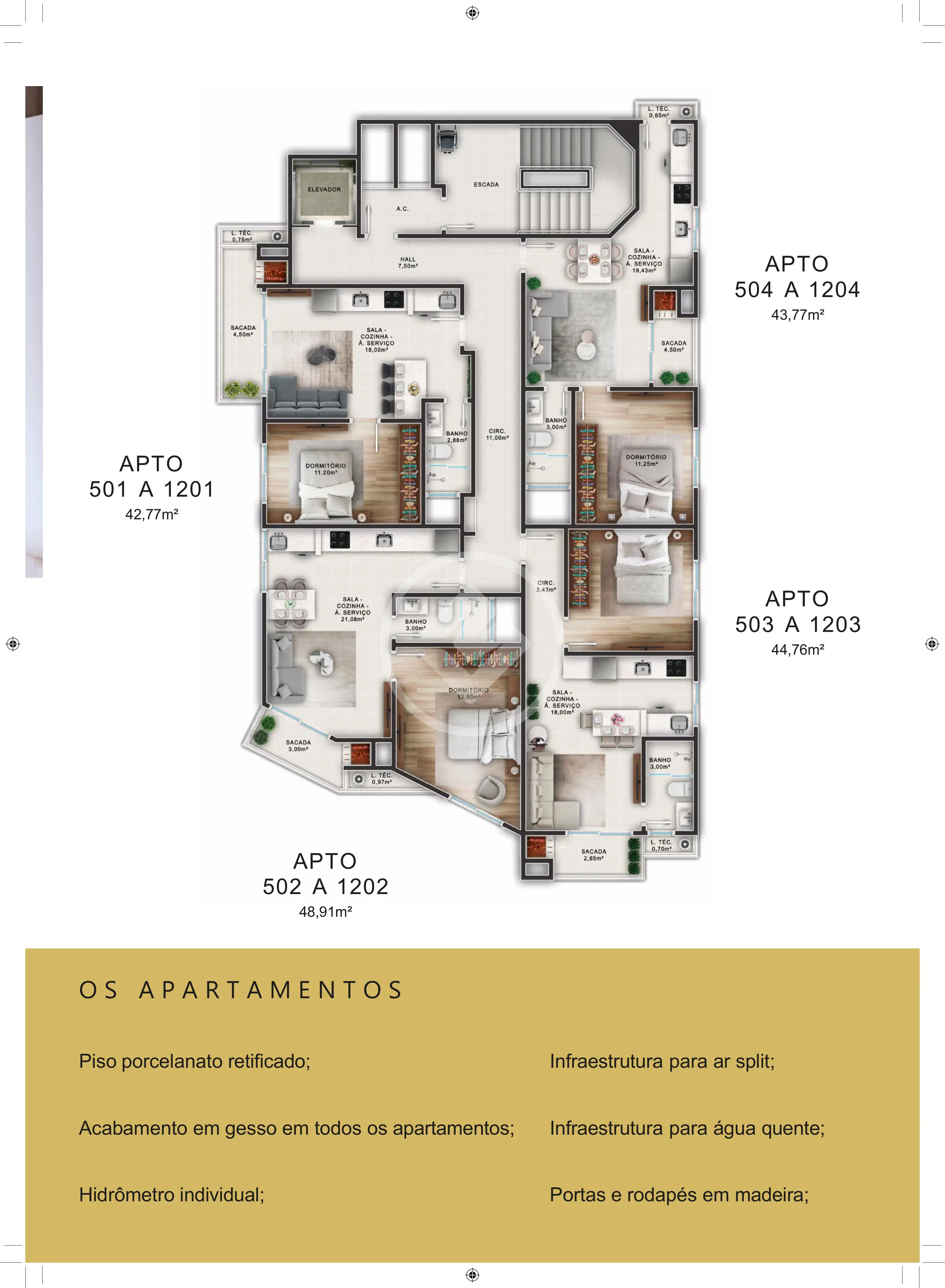 Apartamento de 1 quarto em Itajai