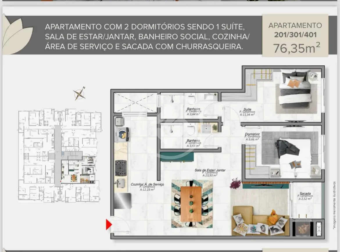 Apartamento 2 quartos no Cachoeira do Bom Jesus, Florianópolis — foto 4 de 5