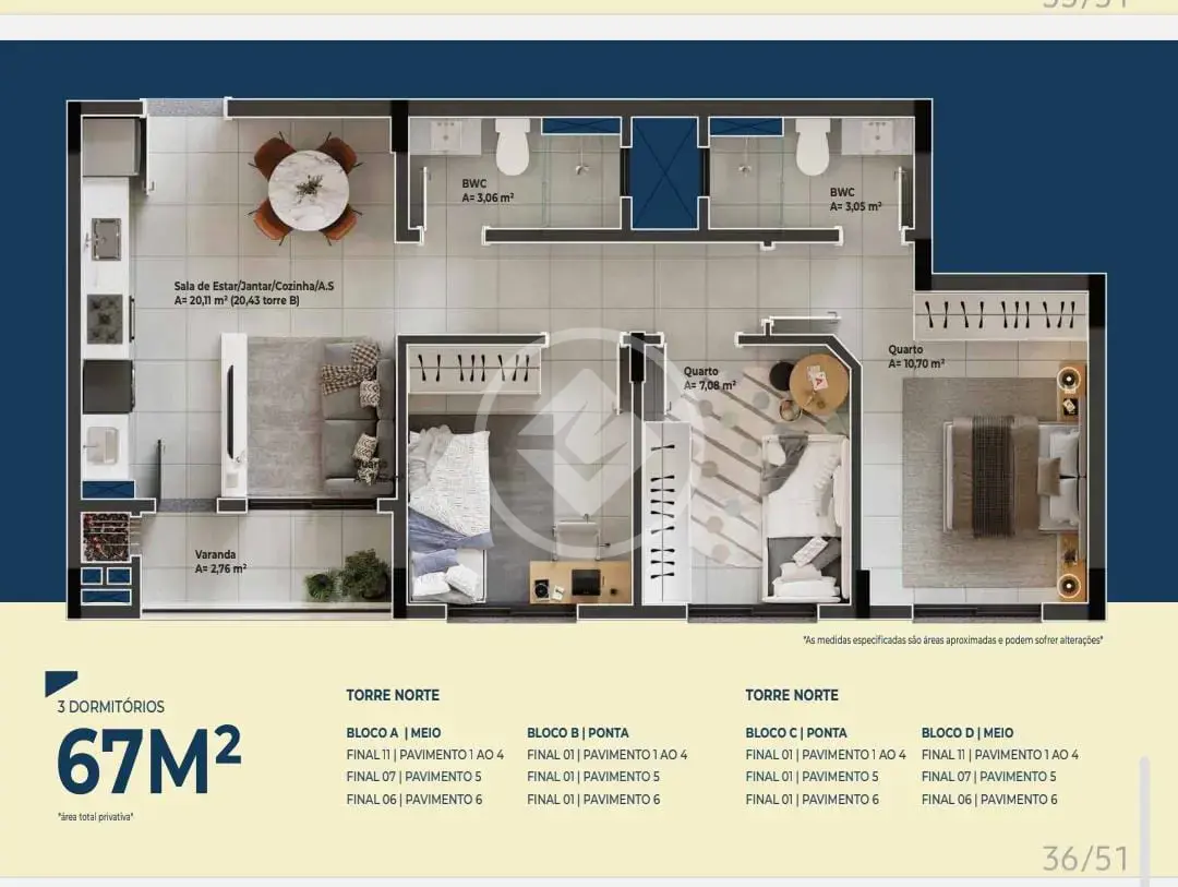 Apartamento 3 quartos no Centro, São José — foto 2 de 5