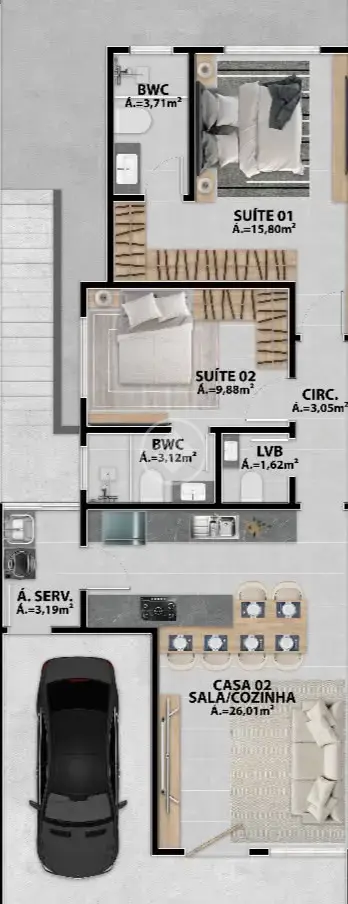 Casa 2 quartos no Areias, São José — foto 3 de 5
