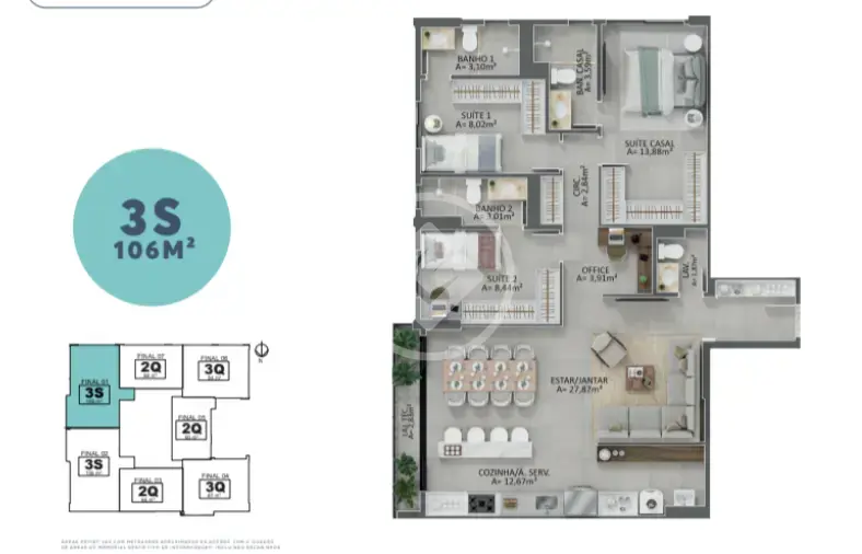 Apartamento 3 quartos no Vila São João, Goiânia — foto 3 de 6