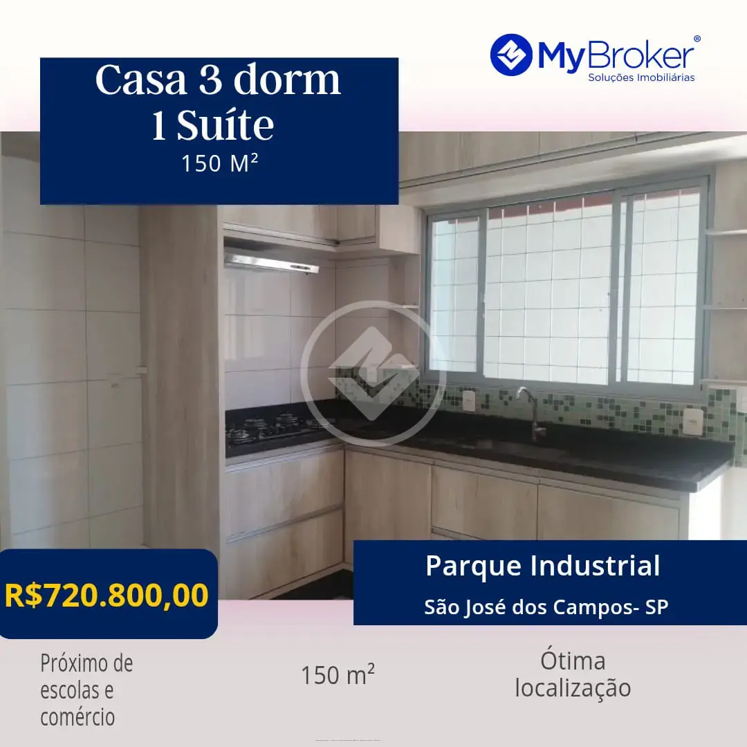 Casa 3 Dormitórios 1 Suite no Parque Industrial com 2 vagas de garagem -São José dos Campos-SP
