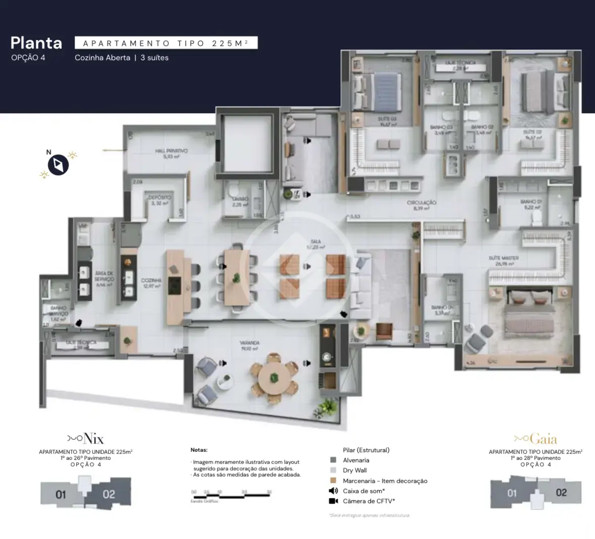 Apartamento à venda com 4 suítes - 225m² - Jardim das Acácias - Uberlândia/MG